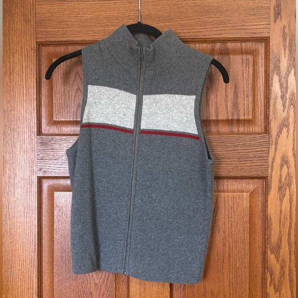 Reformation Gray Zip-Up Sweater Vest with Stripes - Picture 1 of 3